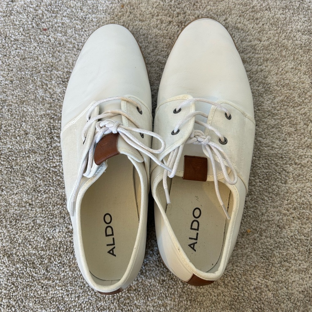 ALDO Men’s Shoes, White & Brown, Size US 12, preowned, used.